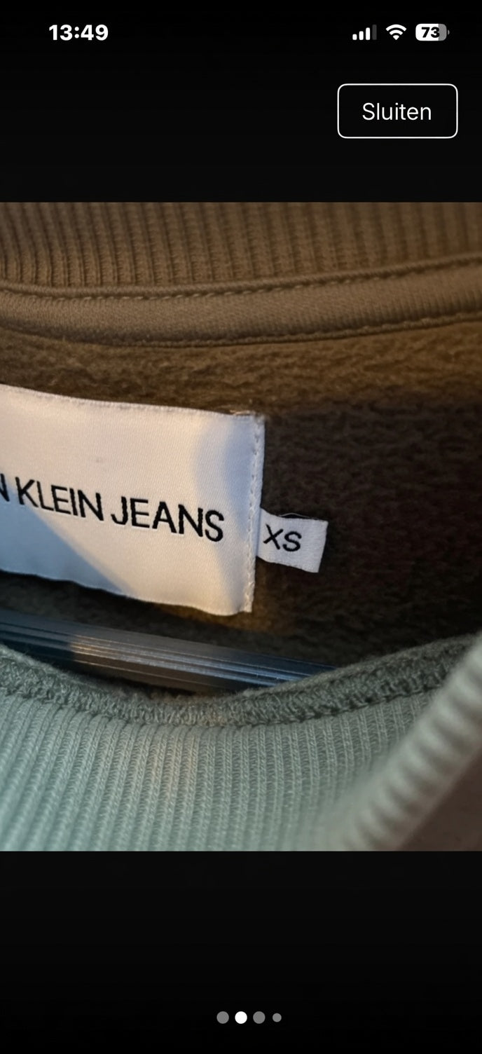 Khaki kleurige sweater van Calvin Klein Maat XS34 Nieuw zonder label