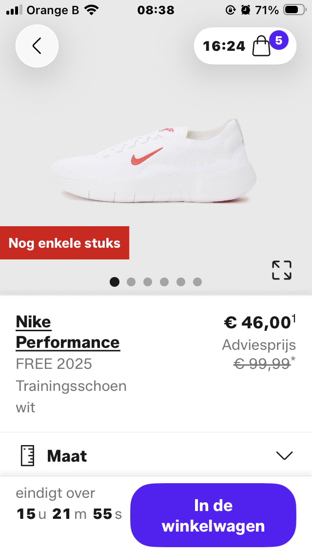 Nike Free 2025 wit met rood maat 38,5 Nieuw met Label