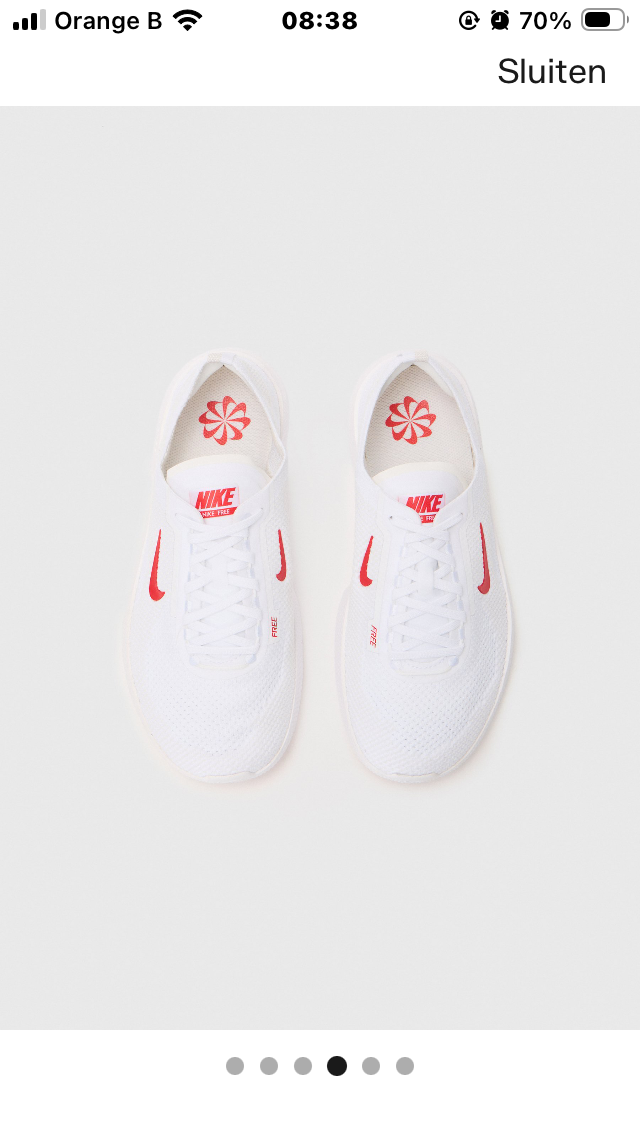 Nike Free 2025 wit met rood maat 38,5 Nieuw met Label